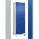 C+P Doppel-Spind Classic PLUS, Füßen, 2 Abteile, HxBxT 195x60x50cm, Sicherheitsdrehriegel, Hellgrau/Enzianblau von PROREGAL