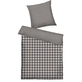 Tom Tailor CLASSIC CHECK Grau/Beige 135 x 200 cm + 80 x 80 cm