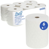 Scott Extra Strong 6686 – Handtuchpapier - 304 m langes, weißes, 1-lagiges Tuch pro Rolle (Ein Karton enthält 6 Rollen)