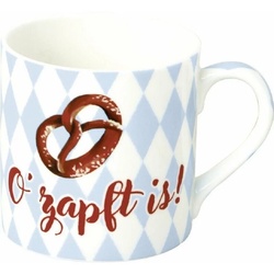 Ihr Ideal Home Range GmbH Becher Brezel Mug „O‘ ZAPFT IS“, Porzellan Mug – Tasse – Tee – Kaffee bunt