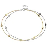 aniston jewelry & watches Fußkette Schmuck Geschenk Fusskettchen mit Kugeln bicolor gelb|goldfarben|silberfarben