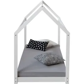 Homestyle4u Hausbett 1849 90 x 200 cm Kiefer massiv weiß