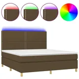vidaXL Boxspringbett mit Matratze & LED Dunkelbraun 160x200 cm Stoff