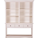 Casa Padrino Landhausstil Offener Schrank Antik Weiss mit drei Schubladen 158 x 40 x H. 220 cm - Wohnzimmerschrank im Landhausstil