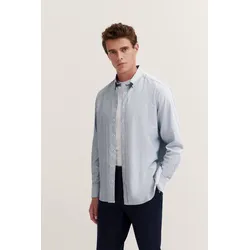 Langarmhemd BUGATTI, Herren, Gr. 4XL, Normalgrößen, 390, marine, 100% Baumwolle, gestreift, casual, normal, Langarm eckige 2-Knopf-Manschette, Hemden, in Streifenoptik