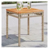 vidaXL Gartentisch Beige 38x38x42 cm Poly Rattan Akazienholz