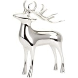 Kleine stehende Deko Rentier Figur - versilberte glänzende Hirsch Geweih Weihnachts-Deko zum Hinstellen Höhe 15 cm