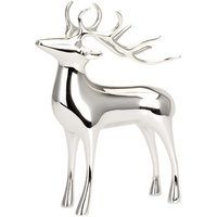 Kleine stehende Deko Rentier Figur - versilberte glänzende Hirsch Geweih Weihnachts-Deko zum Hinstellen Höhe 15 cm