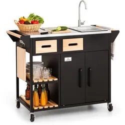 Klarstein Jersey Outdoor Kitchen Spülstation Edelstahl mobil Regenschutzhülle Schwarz