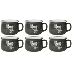 Gusta Tasse Suppentasse Soup of the day, Steinzeug, 500 ml, Steinzeug, (6 Stück) grau