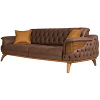 JVmoebel Chesterfield-Sofa Braunes Chesterfield Leder Sofa Dreisitzer für das Wohnzimmer, 1 Teile, Made in Europa braun