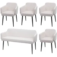 Mendler Esszimmer-Set HWC-L13, 4er-Set Stuhl+Sitzbank Esszimmergruppe Sitzgruppe Esszimmergarnitur, Stoff/Textil