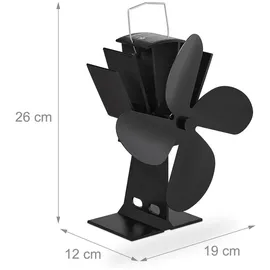 Relaxdays Ofenventilator Aluminium 25 x 14 cm schwarz