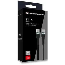 Conceptronic ETTA01B12 USB C-C PD 3.0 100W Ladekabel 1.2m