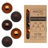 inges magic & goodz Weihnachtskugeln Glas 6cm x 30 Stück in Kartonbox Christbaumkugeln Weihnachtsbaumkugeln dunkelbraun