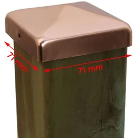 Baumarktplus 25x Pfostenkappe Kupfer Pyramide/Kugel (71 x 71 mm Pyramide 7x7 Abdeckkappe für Pfosten 71mm