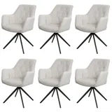 Mendler 6er-Set Esszimmerstuhl HWC-L80, Küchenstuhl Polsterstuhl Stuhl mit Armlehne, drehbar, Metall Stoff/Textil ~ creme-beige