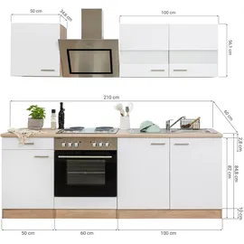 Respekta Küchenzeile Merle 210 cm Schwarz