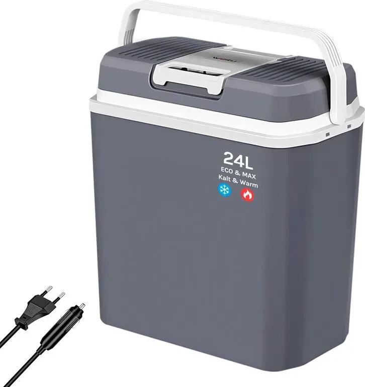 Woltu Elektrische Kühlbox 22 L zum Kühlen und Wärmen, Wärmeschutzbox für Mini-Kühlschrank, 12 V & 230 V, für Auto und Steckdose, Grau