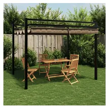 vidaXL Gartenpavillon mit Ausziehbarem Dach Taupe 3x3 m Aluminium