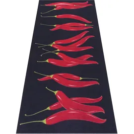 HANSE HOME Küchenläufer HANSE HOME "Chili Dance", rot (schwarz,rot), B:50cm H:3mm L:150cm, Polyester, Teppiche, Läufer, Rutschfest, Küchenteppich, Küche, Teppich, Pflegeleicht