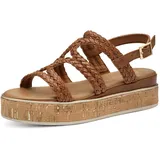 Marco Tozzi Damen Sandalen flach mit Schließe Plateau, Braun (Cognac), 39