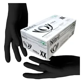 Sfm ® BLACKLETS GRIP+ : XS Nitrilhandschuhe puderfrei F-tex schwarz (1000)