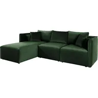 OTTO home Ecksofa OTTO HOME "Nöre L-Form", grün (dunkelgrün), B:262cm H:74cm T:172cm, Samtoptik (100% Polyester);Struktur (100% Polypropylene);Webstoff (100% Polyester);Struktur fein (100% Polyester);Luxus-Microfaser Lederoptik (100% Polyester);Baumwoll-/Leinenmix