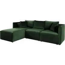OTTO home Ecksofa OTTO HOME "Nöre L-Form", grün (dunkelgrün), B:262cm H:74cm T:172cm, Samtoptik (100% Polyester);Struktur (100% Polypropylene);Webstoff (100% Polyester);Struktur fein (100% Polyester);Luxus-Microfaser Lederoptik (100% Polyester);Baumwoll-/Leinenmix
