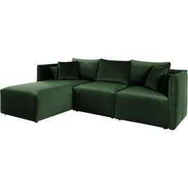 OTTO home Ecksofa OTTO HOME "Nöre L-Form", grün (dunkelgrün), B:262cm H:74cm T:172cm, Samtoptik (100% Polyester);Struktur (100% Polypropylene);Webstoff (100% Polyester);Struktur fein (100% Polyester);Luxus-Microfaser Lederoptik (100% Polyester);Baumwoll-/Leinenmix