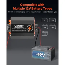 Vevor 12 V 40 A DC/DC-Batterieladegerät, 500 W, für Blei-Säure-, Lithium-, AGM-, GEL- und Nassbatterien, intelligentes mehrstufiges Laden, für ...