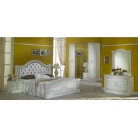 JVmoebel Schlafzimmer-Set, Komplettes Schlafzimmer Set Modern Luxus Bett 2x Nachttisch 6 tlg weiß