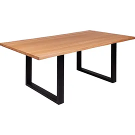 Krok Wood Esstisch Dublin aus Massivholz in Buche mit Metallbein 180x90x75 cm - Naturbelassen