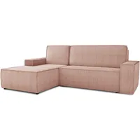 Ecksofa Totti L mit Schlaffunktion und Bettkasten - Cord Stoff - L-Form Couch, Polstersofa, Schlafsofa, Sofagarnitur (Rosa (Poso 052), Ecksofa Links)