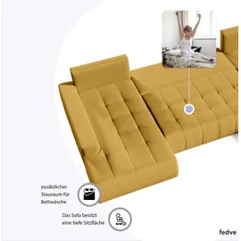 FEDVE Ecksofa Big Sofa Eckcouch mit Schlaffunktion DHAKA U Form Couch Sofagarnitur - Gelb