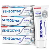 Sensodyne Repair&Protect Whitening Zahnpasta für empfindliche Zähne mit Aufhellungseffekt Geschmack frischer Minze 4 x 75 ml