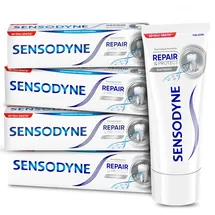 Sensodyne Repair&Protect Whitening Zahnpasta für empfindliche Zähne mit Aufhellungseffekt Geschmack frischer Minze 4 x 75 ml