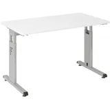 HAMMERBACHER OS612 Schreibtisch weiß rechteckig, C-Fuß-Gestell silber 120,0 x 67,2 cm