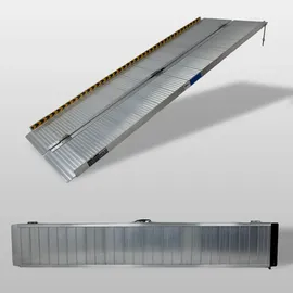 Trutzholm Rollstuhlrampe klappbar 213 cm 272 kg Alu grau geriffelt Auffahrrampe Rollator Tragegriff
