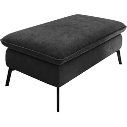 Hockerbank 3C CARINA "Haya", schwarz, B:116cm H:47cm T:71cm, Struktur weich ( 85% Polyester, 15% Viskose), Hocker, Polsterhocker, passend zum Haya"-Recamieren-Ecksofa, Bodenfreiheit 18 cm
