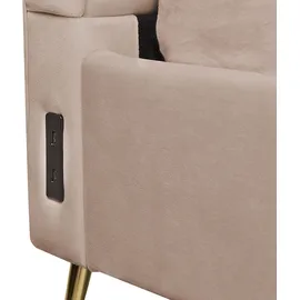 Beliani Polsterbett Taupe Textil, 140x200 cm