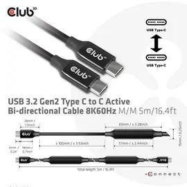 Club 3D USB-C auf USB-C 5 m Schwarz