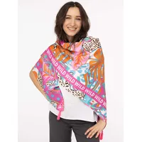 Zwillingsherz Wild Dschungel Vierecks-Tuch mit Leoparden und WILD Schriftzug Mode-Tuch 3016Q-2907-20 Pink/Braun/Bunt - One-Size