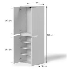 Vicco Kleiderschrank Claus 74 x 191,5 x 40 cm Weiß