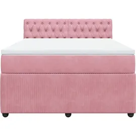 vidaXL Boxspringbett mit Matratze Rosa 140x200 cm Samt