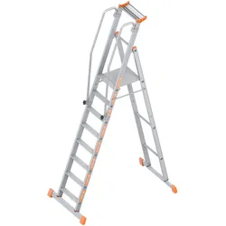 Layher Plattformleiter TOPIC 8 Sprossen; Aluminiumleiter mit Plattform,Handläufen un...