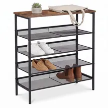 Relaxdays Schuhregal 75 x 81 x 30 cm 5 Ebenen Braun/Schwarz