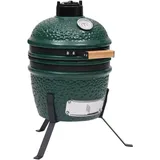 vidaXL Kamado Grill Smoker 2-in-1 Holzkohlegrill Kugelgrill Standgrill Gartengrill Keramikgrill Räucherofen Barbecue BBQ Keramik 56cm Grün