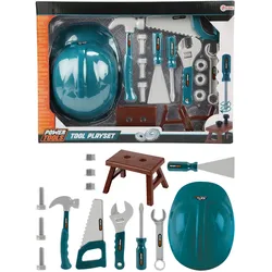 Toi-Toys - Power Tools - Werkzeugset mit Bauhelm (14-teilig)