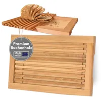 TOPANBIETER 999 Brotschneidebrett Made in EU mit Krümelgitter &